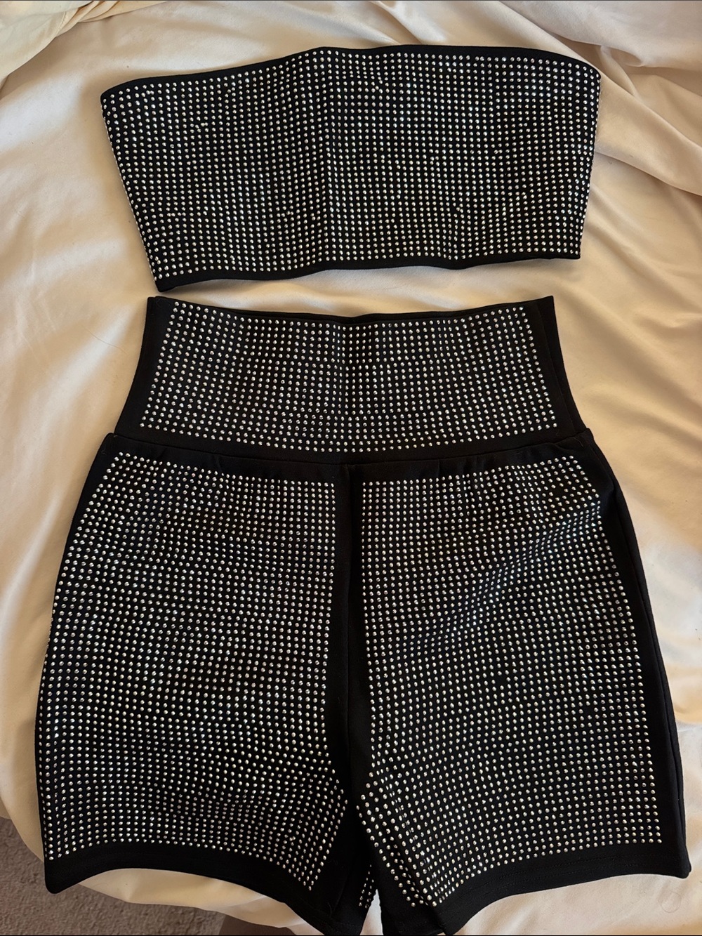I.AM.GIA Black Rhinestone Studded Capri Set